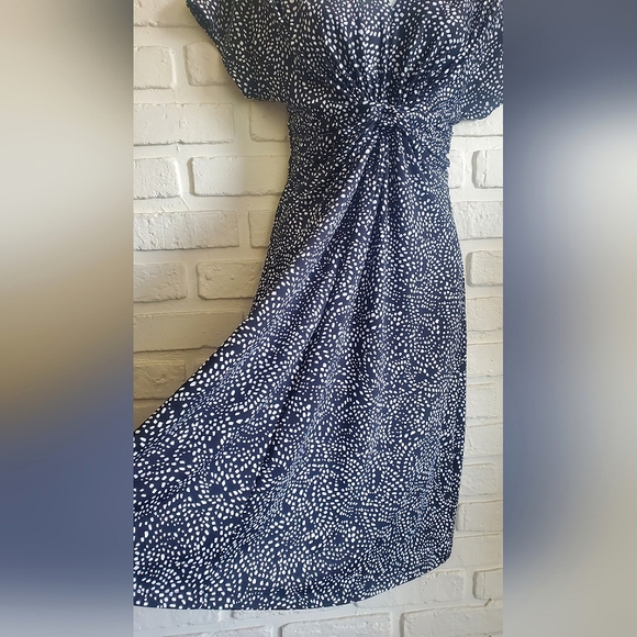 Liz Claiborne Polka-dot Dress Pleated Knot Black and White Size 8 - Picture 6 of 9